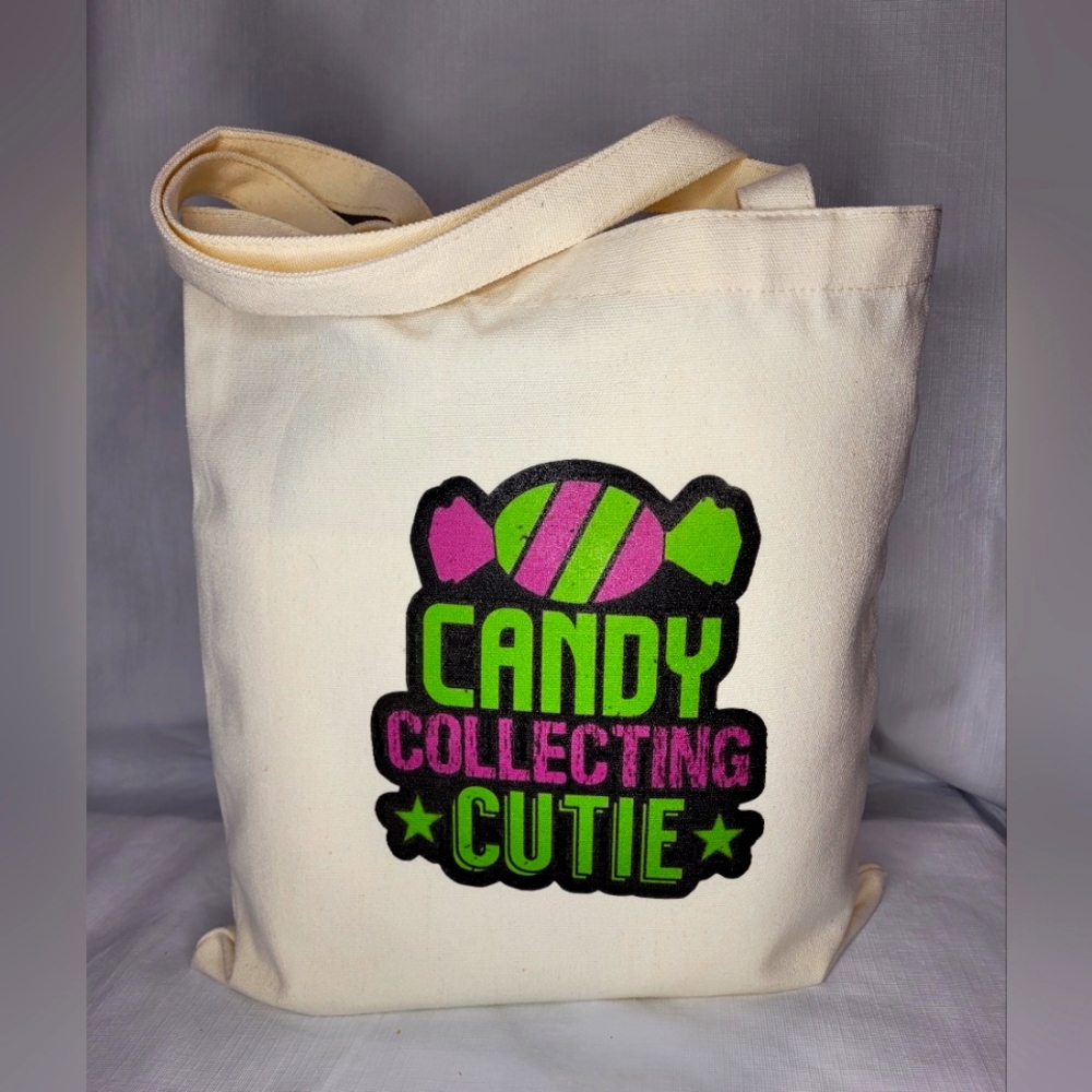 Custom made canvas Halloween trick or treat tote bag